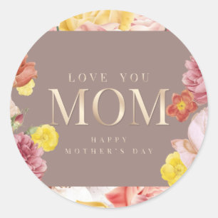 Happy mother's day elegant flower bouquet classic round sticker