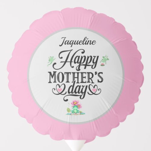 Happy Mothers Day Elegant Frogs Personalized Balloon