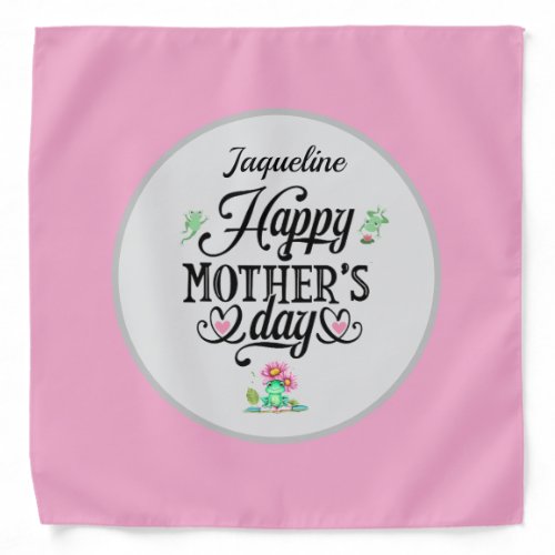 Happy Mothers Day Elegant Frogs Personalized Bandana