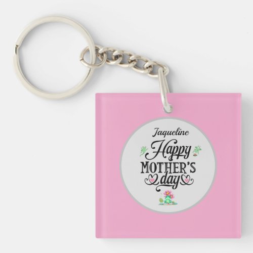 Happy Mothers Day Elegant Frogs Personalized Keychain