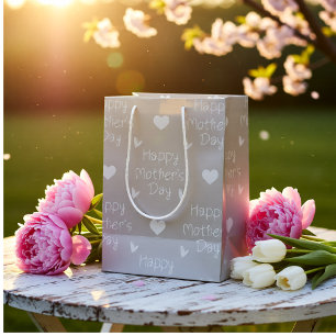 Happy Mother's Day Elegant Grey Script Medium Gift Bag
