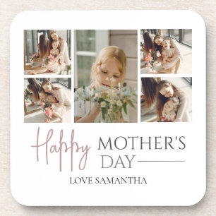 Happy Mother's Day   Elegant Modern photo collage Beverage Coaster