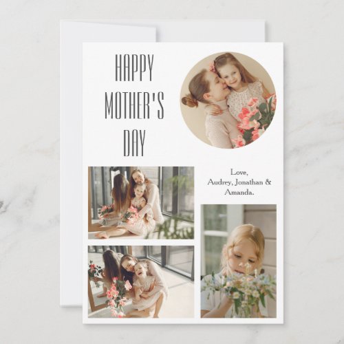Happy Mothers Day  Elegant Modern photo collage Holiday Card