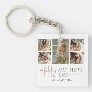 Happy Mother's Day   Elegant Modern photo collage Keychain