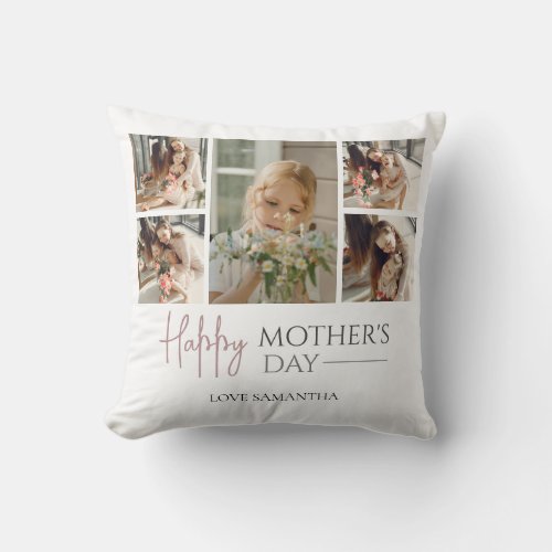 Happy Mothers Day  Elegant Modern photo collage Throw Pillow