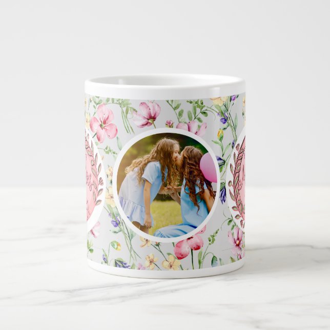 Happy Mother's Day Elegant Modern Photo Giant Coffee Mug (Front)
