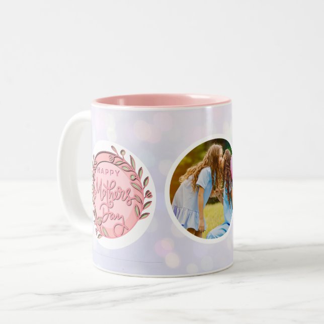 Happy Mother's Day Elegant Modern Photo Two-Tone Coffee Mug (Front Left)