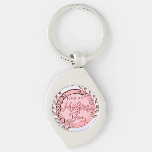 Happy Mother's Day Elegant Modern Pink Floral Keychain (Front)