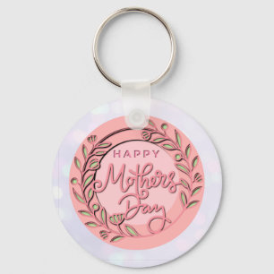 Happy Mother's Day Elegant Modern Pink Floral Keychain
