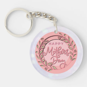 Happy Mother's Day Elegant Modern Pink Floral Keychain
