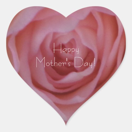 Happy Mothers Day Elegant Pink Red Rose Floral Heart Sticker