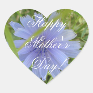 Happy Mother's Day Elegant Purple Flower Floral Heart Sticker