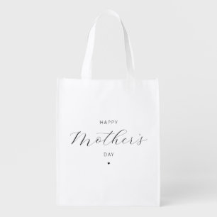 Happy Mother's Day Elegant Script Typography Grocery Bag