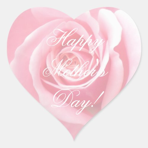 Happy Mothers Day Elegant Soft Pink Roses Floral Heart Sticker