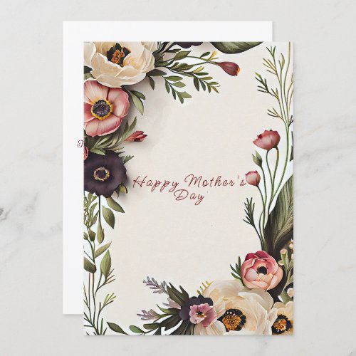  Happy Mothers Day Elegant Watercolor Flowers Invitation