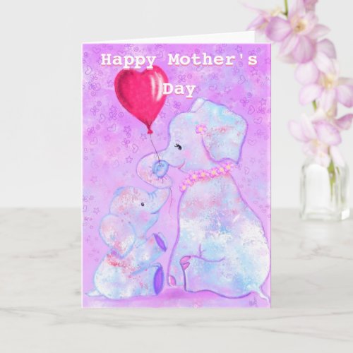 Happy Mothers Day _ Elephant Mom and Baby _ Love Card