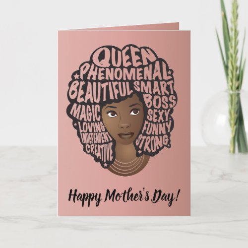 Happy Mothers Day Encouraging Black Women Pink Card