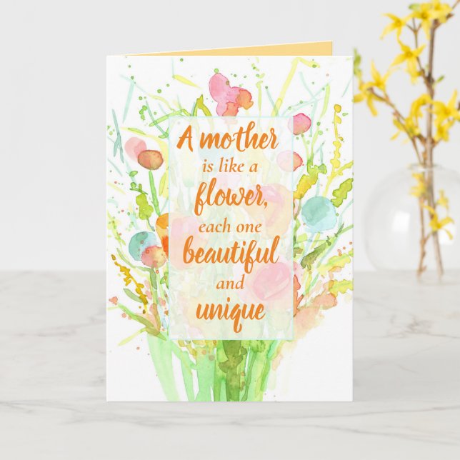 Happy Mother's Day Encouraging Positive Words Card (Yellow Flower)