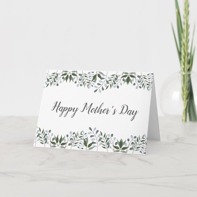 Happy Mothers Day Eucalyptus Greenery Floral Card (Front)