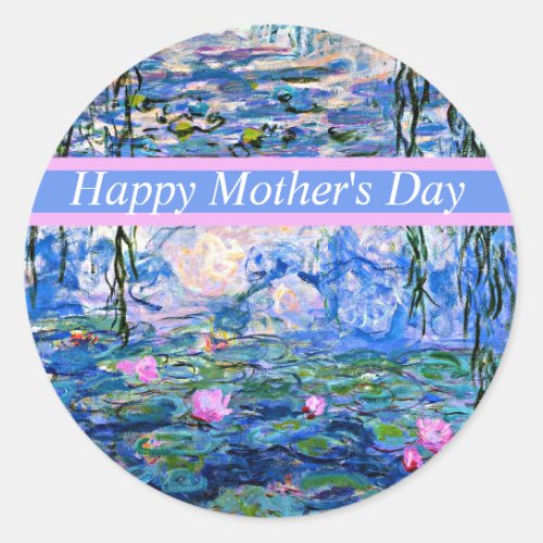 Happy Mothers Day famous Monet artwork Classic Round Sticker