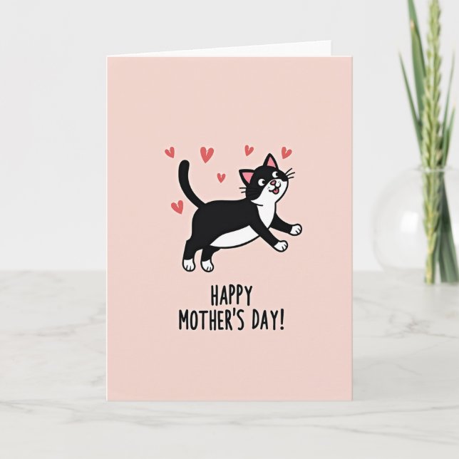 Happy Mothers Day Feline Art Card (Front)