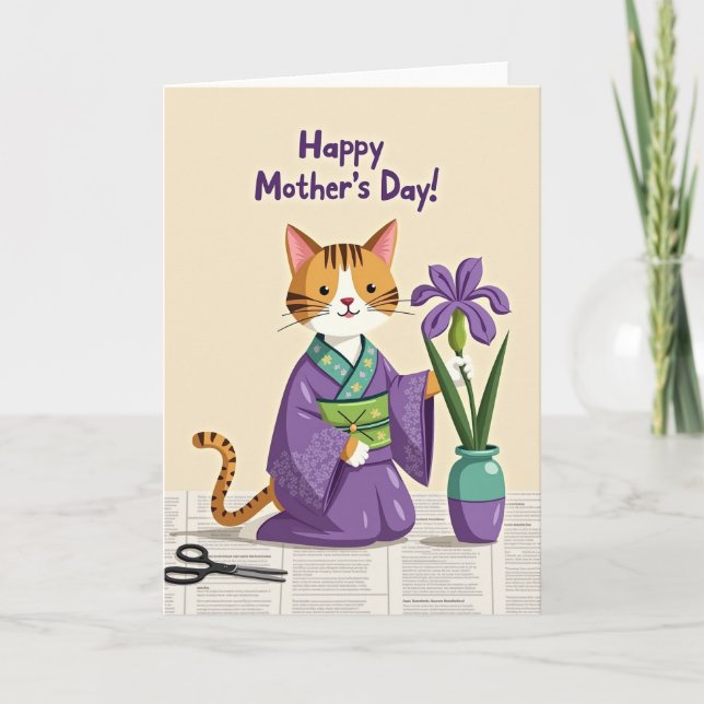Happy Mothers Day Feline Card (Front)