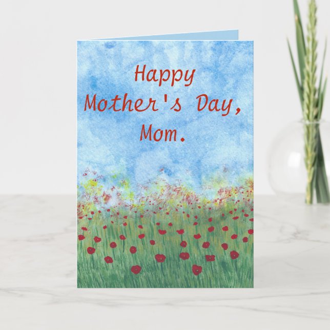 Happy Mothers Day Field of Red Poppies Cards (Front)
