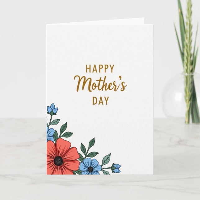 Happy Mothers Day Floral Art Card (Front)