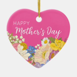 Happy Mother's Day Floral Blooms Ceramic Ornament