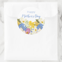 Happy Mother's Day Floral Blooms  Classic Round Sticker