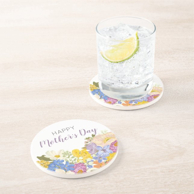 Happy Mother's Day Floral Blooms  Coaster (Side)