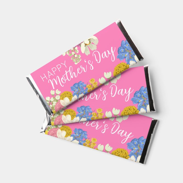 Happy Mother's Day Floral Blooms  Hershey Bar Favors (Front)