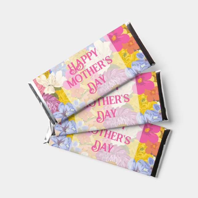 Happy Mother's Day Floral Blooms  Hershey Bar Favors (Front)