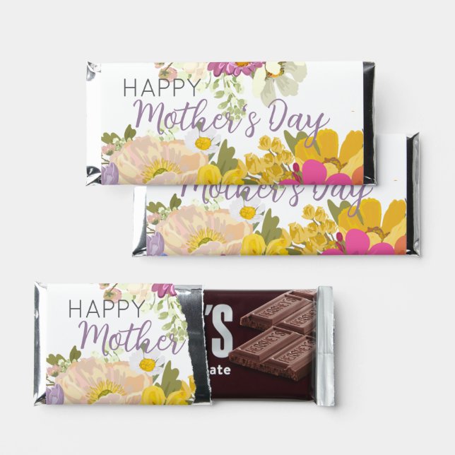 Happy Mother's Day Floral Blooms  Hershey Bar Favors (Front)