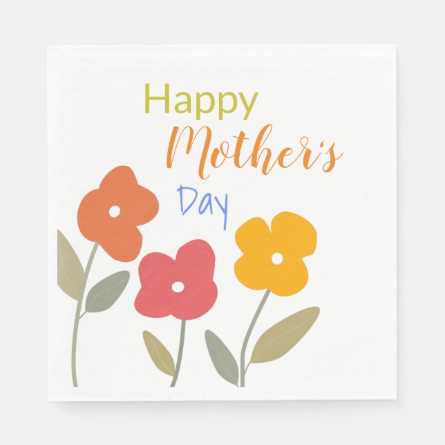 Happy Mother's Day Floral Blooms  Napkins (Front)