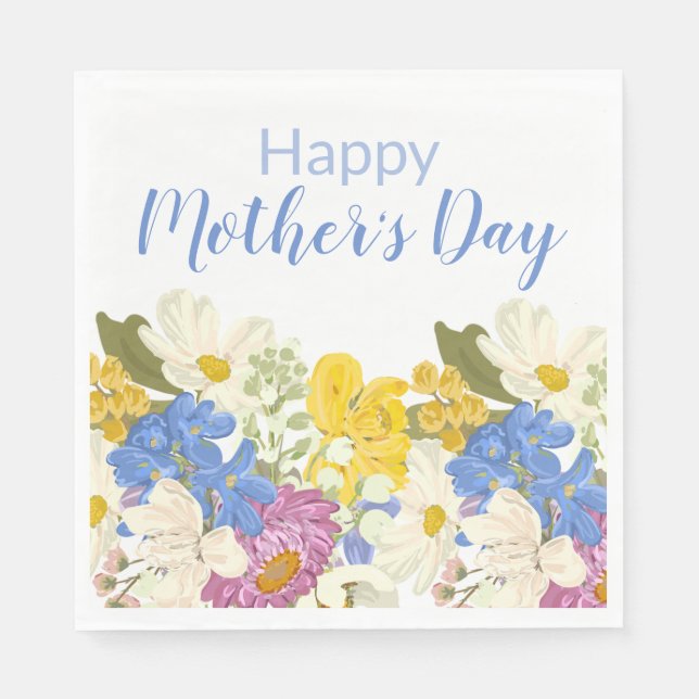 Happy Mother's Day Floral Blooms  Napkins (Front)