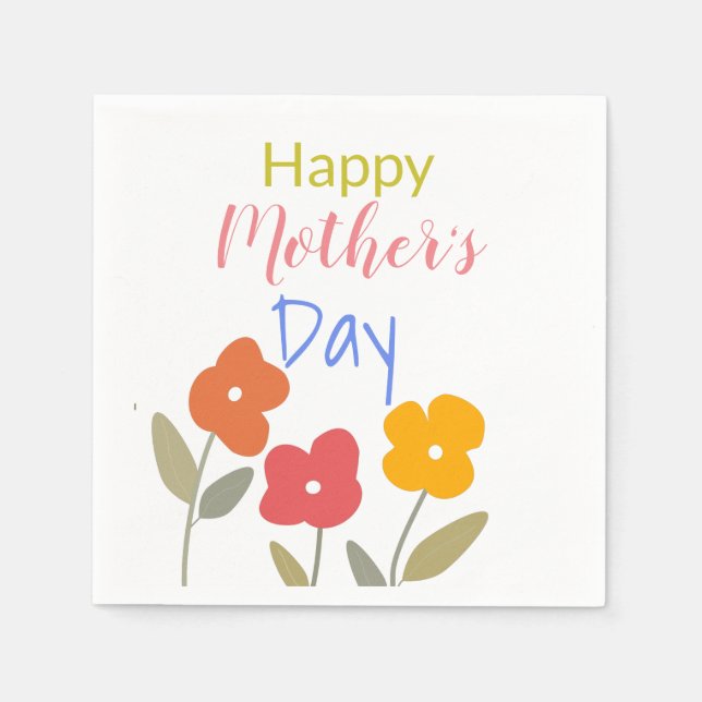 Happy Mother's Day Floral Blooms  Napkins (Front)
