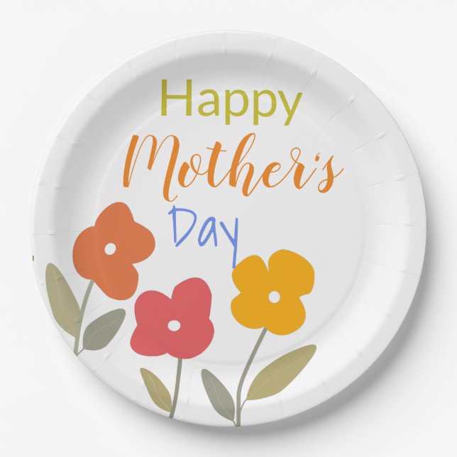 Happy Mother's Day Floral Blooms  Napkins Paper Plates (Front)