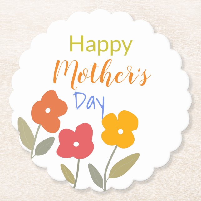 Happy Mother's Day Floral Blooms   Paper Coaster (Front)