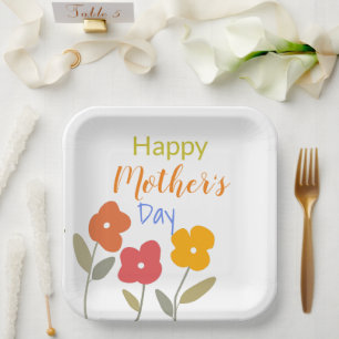 Happy Mother's Day Floral Blooms   Paper Plates