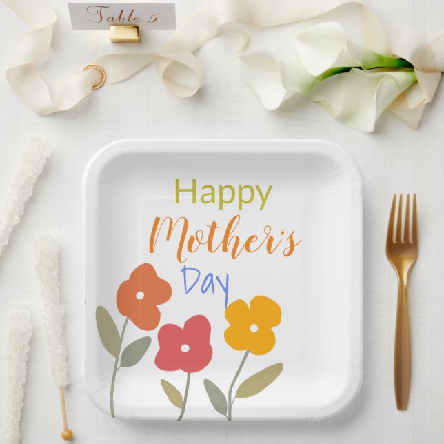 Happy Mother's Day Floral Blooms   Paper Plates (Wedding)