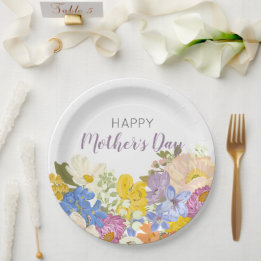 Happy Mother's Day Floral Blooms  Paper Plates