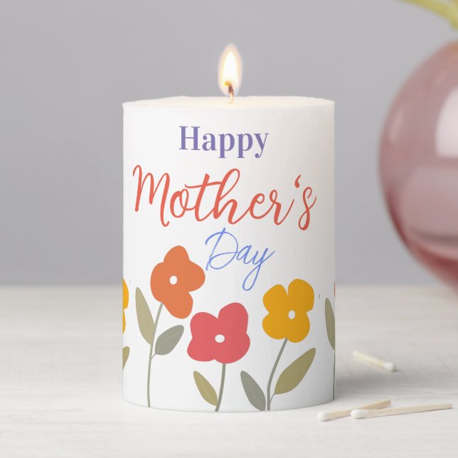Happy Mother's Day Floral Blooms      Pillar Candle (In Situ)