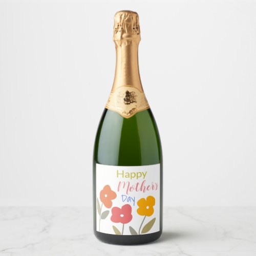 Happy Mothers Day Floral Blooms  Sparkling Wine Label