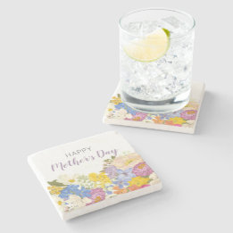 Happy Mother's Day Floral Blooms  Stone Coaster