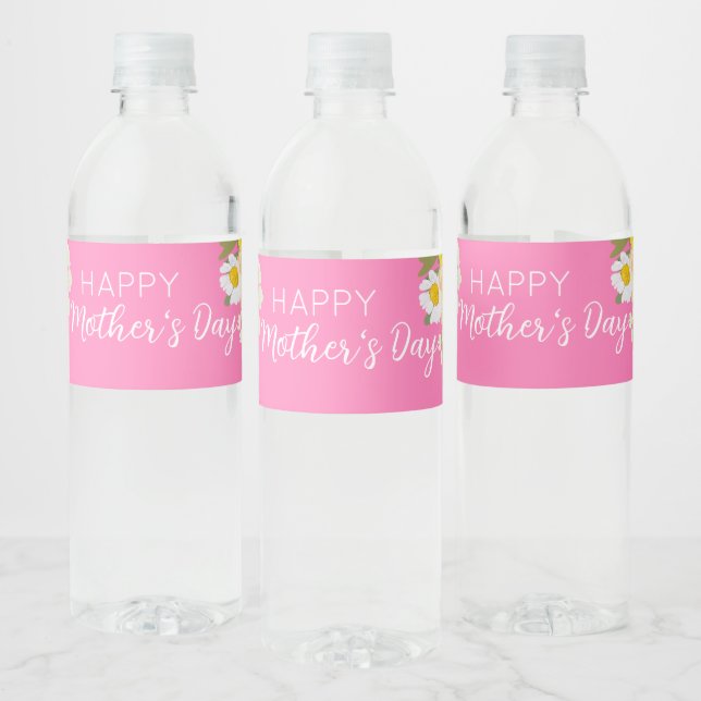 Happy Mother's Day Floral Blooms  Water Bottle Label (Bottles)