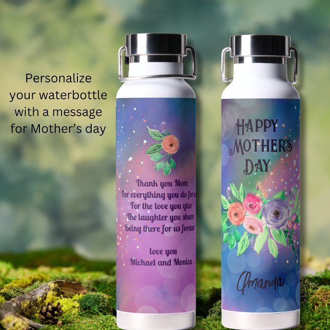 Happy Mother's day Floral Bokeh  Water Bottle (Happy Mother's day Floral Bokeh Water Bottle)