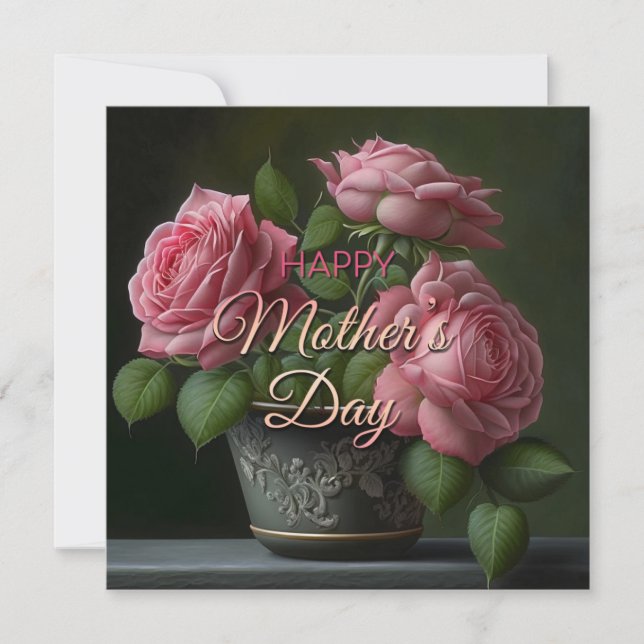 Happy mothers day floral bouquet heart note card (Front)
