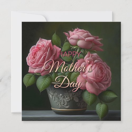 Happy mothers day floral bouquet heart note card