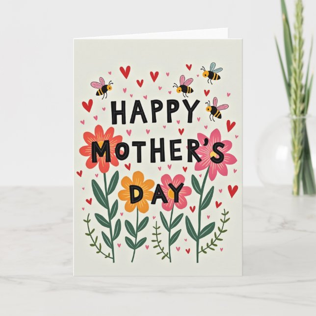 Happy Mothers Day Floral Bugs Card (Front)